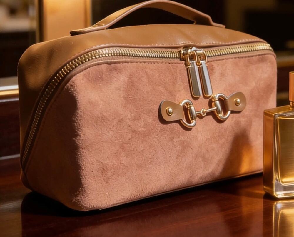 Equestrian Horse Bit Cosmetic Toiletry Bag Vegan Leather